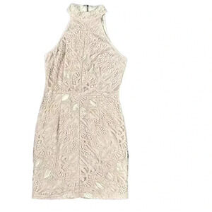 Tobi Pale Pink Lace Overlay Midi Halter Style Sleeveless Dress Size S
